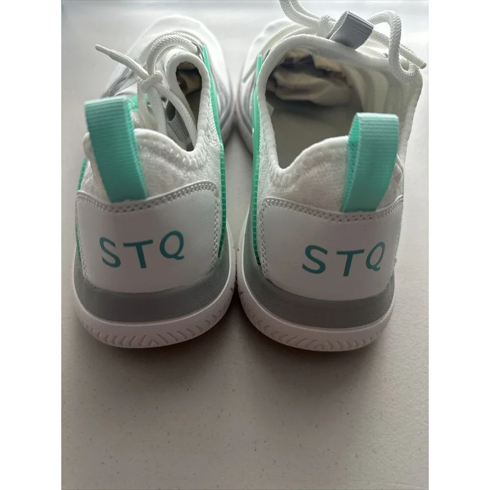 STQ White Teal Sneakers Women Walking Running Shoes Size 9 Brand New